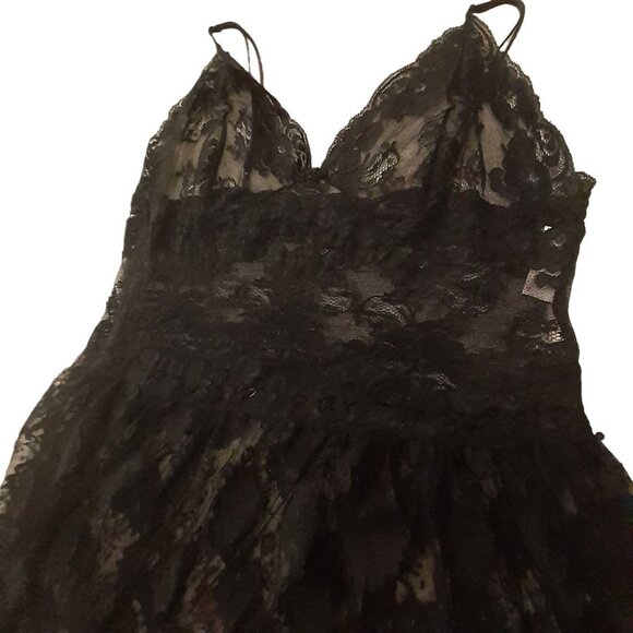 Black Delicates Black Lace Negligee Chemise Sexy Nightgown XL (Defect) - Picture 10 of 13